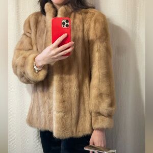 Blonde mink fur coat jacket